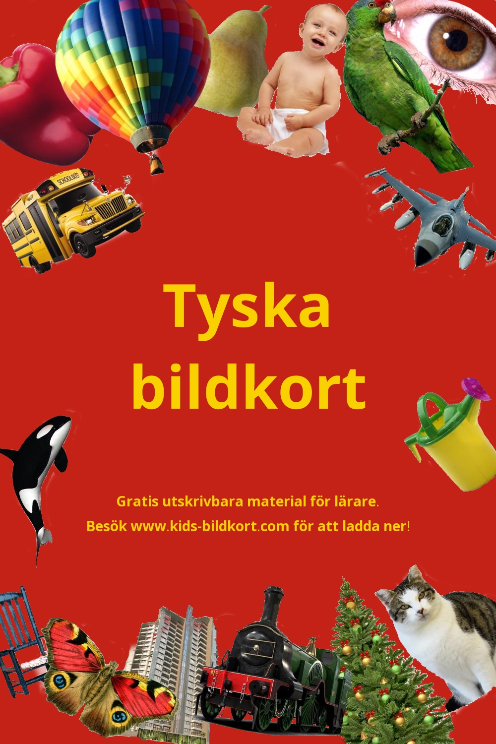 Ilmaisia tulostettavia lasten kuvakortteja Tyska