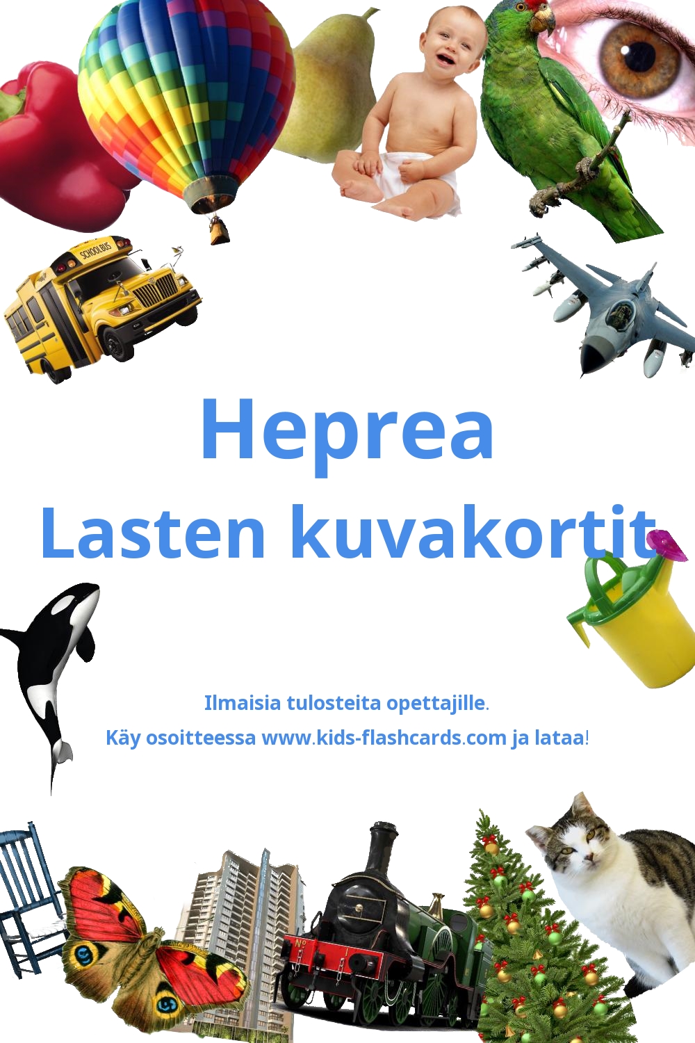 Ilmaisia tulostettavia lasten kuvakortteja Heprea