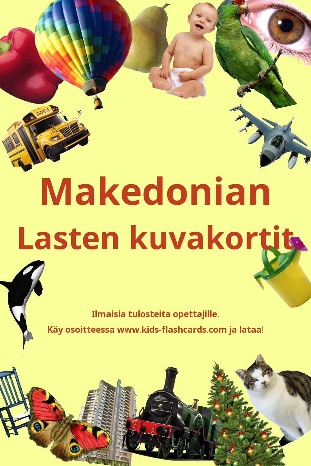 Ilmaisia tulostettavia lasten kuvakortteja Makedonian