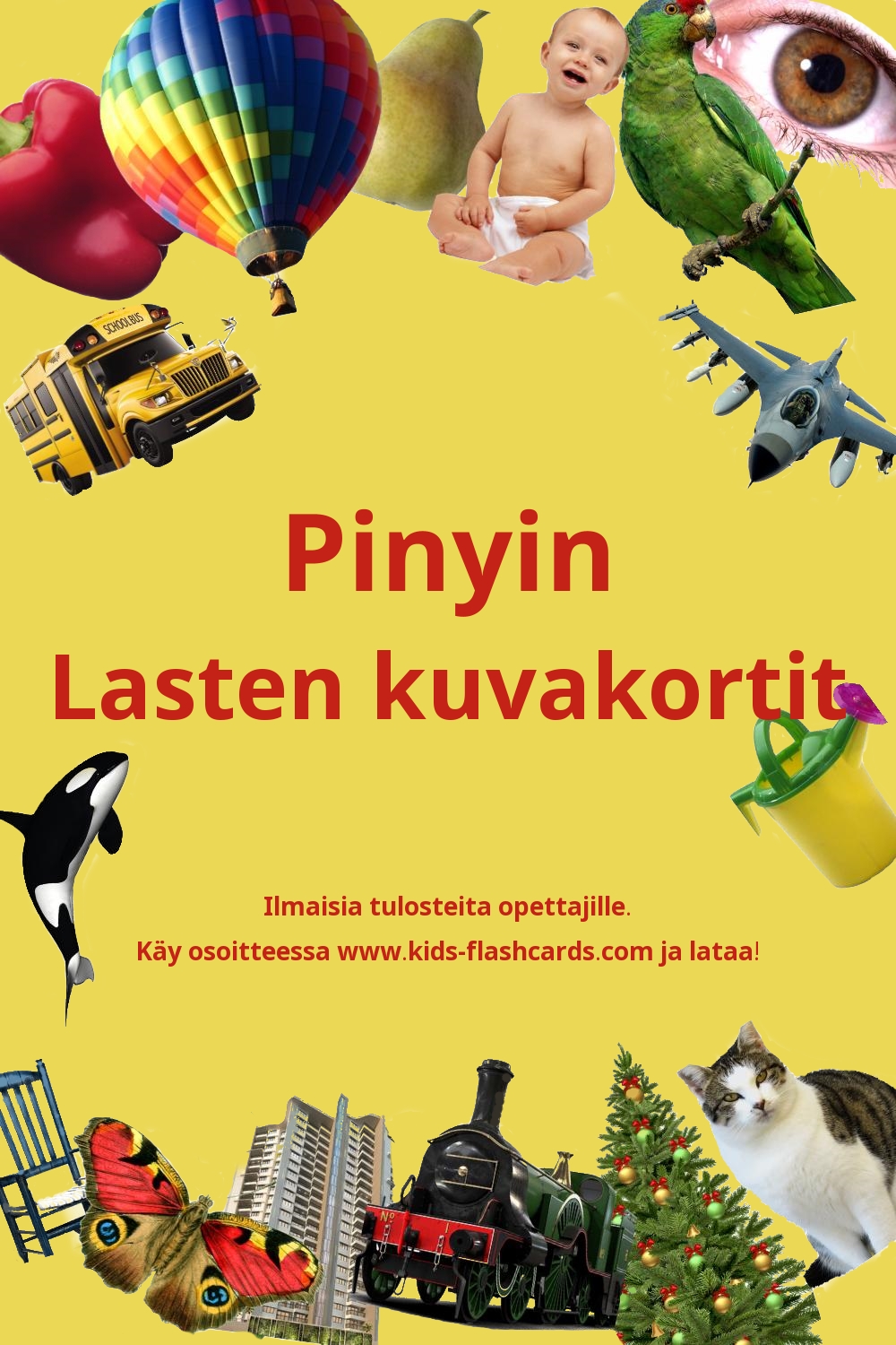 Ilmaisia tulostettavia lasten kuvakortteja Pinyin