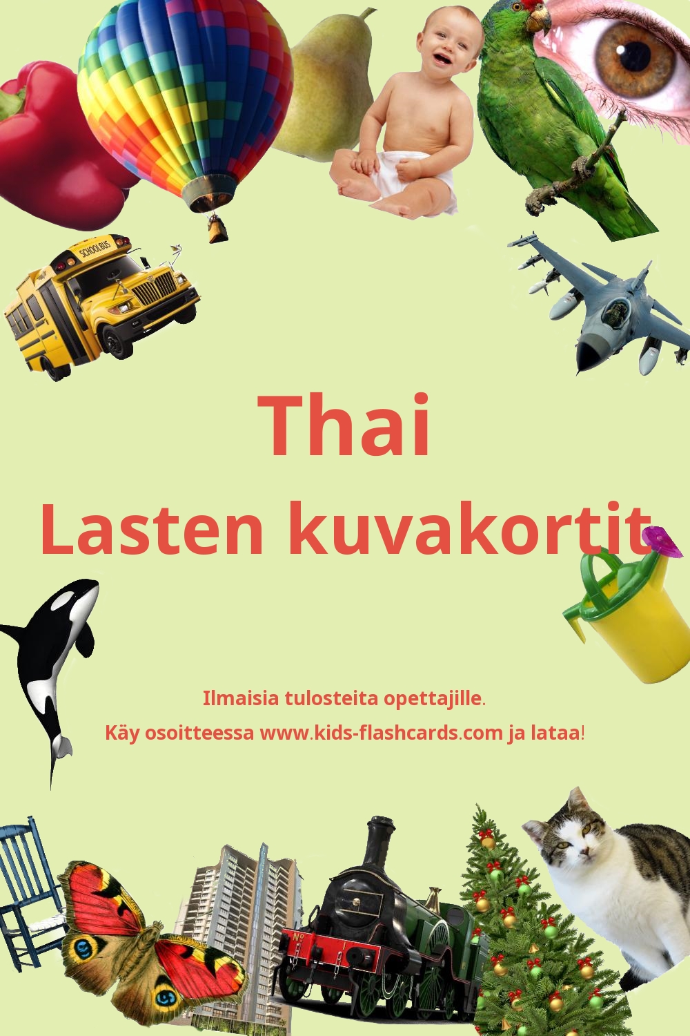 Ilmaisia tulostettavia lasten kuvakortteja Thai