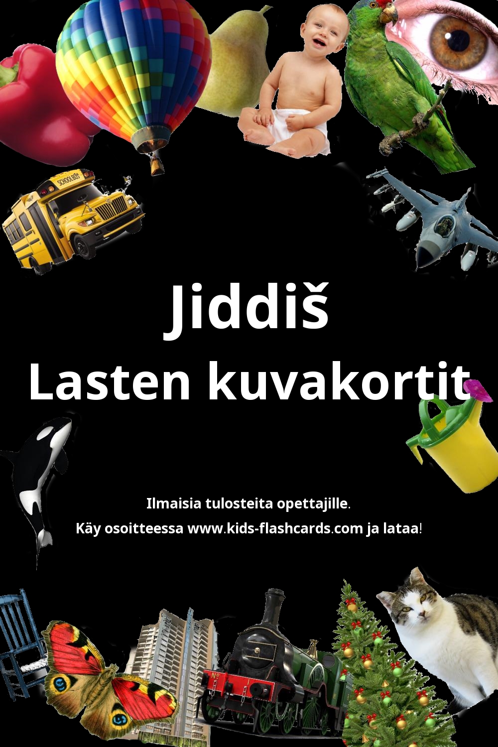 Ilmaisia tulostettavia lasten kuvakortteja Jiddiš